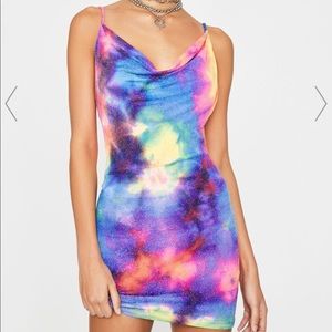 Tie dye mini dress with open back